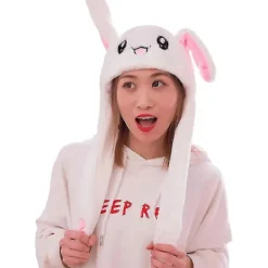 LBJ Kaninöron Rörlig Hoppande Hatt Plysch Kaninöron Hatt Mössa Med Rörliga Öron Påsköron Tryckande Pop Up Hatt Leksak Roliga Gåvor -><noscript><img width=