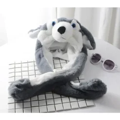 Kaninöronmössa - Plyschkaninmössa med rörliga öron, söt djur> Huvudbonader