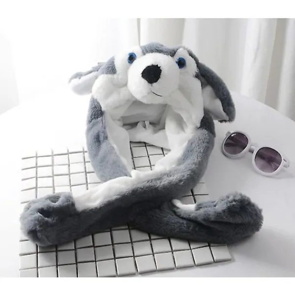 Kaninöronmössa - Plyschkaninmössa med rörliga öron, söt djur> Huvudbonader