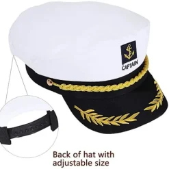 Kaptenhatt Nautisk hatt Justerbar kaptenhatt Yachtkaptenshatt C> Huvudbonader