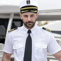 Kaptenhatt Nautisk hatt Justerbar kaptenhatt Yachtkaptenshatt C><noscript><img width=