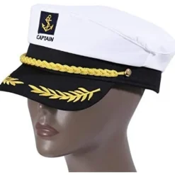 Kaptenshatt för vuxna - Vit Yachting Sjöman Amiral Kostymtillbehör, One Size[YDE]><noscript><img width=