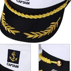Kaptenshatt för vuxna - Vit Yachting Sjöman Amiral Kostymtillbehör, One Size[YDE]><noscript><img width=