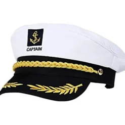 Kaptenshatt för vuxna - Vit Yachting Sjöman Amiral Kostymtillbehör, One Size[JSR]> Huvudbonader