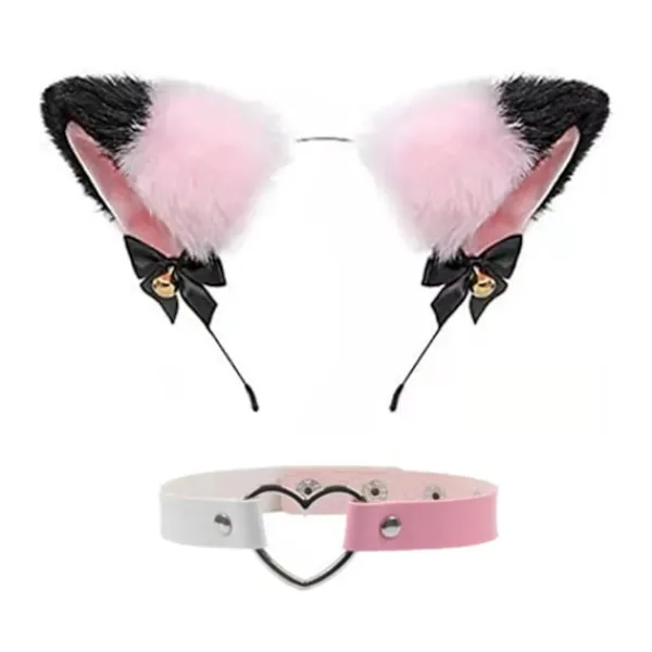 Katt- och Hundöronformad Hårslinga och Halsband Halloween Cosplay Kostym för Flickor> Huvudbonader