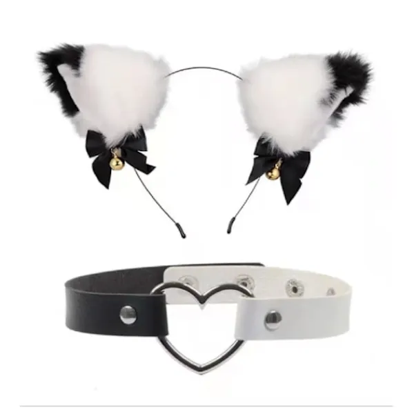 Katt- och Hundöronformad Hårslinga och Halsband Halloween Cosplay Kostym för Flickor> Huvudbonader