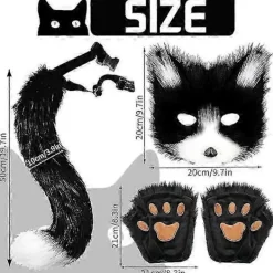 FMYSJ Katt Räv Cosplay, Furry Katt Räv Mask, Karneval Halloween Party Cosplay Kostym Set för Barn Vuxna vit Walkbee 6014 (FMY)> Tillbehör