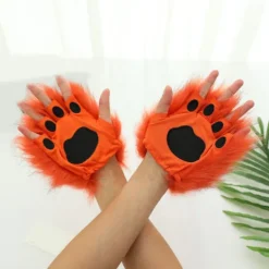 unbranded Katt Tassar Handskar Cosplay Djur Tassar Fingerlösa Vantar Therians Tassar Fursuit><noscript><img width=
