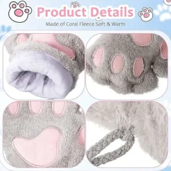 Kattfotshandskar 3 Par Kawaii Handskar Katt Tassar Cosplay Fuskpäls Plysch Katthandskar Lejon Tassar Fingerlösa Handskar För Flickor Kvinnor Svart, Vit, Grå - | Fyndiq><noscript><img width=