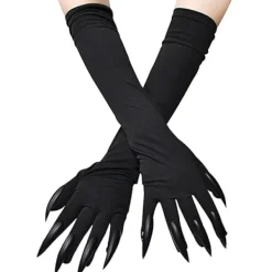 Kattklohandskar Svarta Kostymtillbehör för Kvinnor - Långa Nagel/Klo Stygga Djurhandskar för Halloween Tillbehör Karneval Mardi Gras Kit> Tillbehör