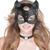 Kattkvinna Mask för Kvinnor, Sexig Kattmask, Svart Lädermask, Halv DXGHC> Masker