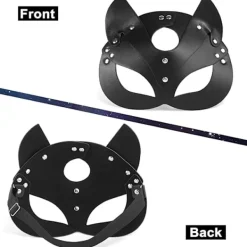 Kattkvinna Mask för Kvinnor, Sexig Kattmask, Svart Lädermask, Halv DXGHC><noscript><img width=