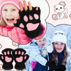 Kattpåtassar Vantar 3 Par Vantar Kattpåtassar Cosplay Konstgjord Päls Plysch Kattvantar Lejonpåtassar Fingerlösa Vantar för Flickor Kvinnor> Tillbehör