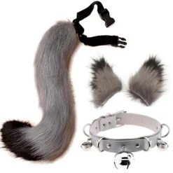 Kattöron och Varulv Djursvans Cosplay Kostym - Perfekt grå svart—max 50cm> Tillbehör