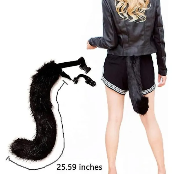 Kattöron och Varulv Djursvans Cosplay Kostym - Perfekt grå svart—max 50cm> Tillbehör