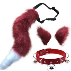 Kattöron och Varulv Djursvans Cosplay Kostym - Perfekt röd 50cm> Tillbehör