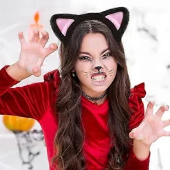 Kattöron Pannband Söta Kattöron Pannband för Vuxna Fluffiga Kattöron Kat Pannband Svarta Kattöron för Smink Dusch Fest><noscript><img width=