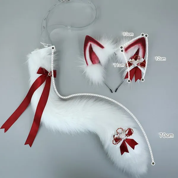 Kattöron Varghund Rävöron Djur Söta Huvudtillbehör för Halloween Jul (Öron + Svans Set)> Huvudbonader