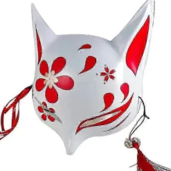 BraVärde Kitsune Rävmasker För Cosplay Japansk Kabuki Traditionell Halloweenfest Kostymtillbehör Med Justerbart Bandage-Yvan-lingling}><noscript><img width=