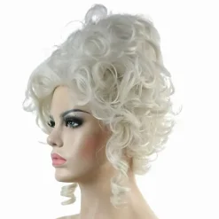 Klassisk 1700-tals Barock Marie Antoinette Peruk Dam Vuxen Halloween Cosplay Tillbehör Silver{FY}><noscript><img width=