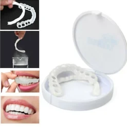 Klick-in falska tänder övre + nedre tandfanér proteser tandskydd set A(övre nedre tänder)> Tillbehör