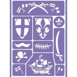 GRIM TOUT Knight and Pirate Makeup Stencil - - Tvättbar och återanvändbar - Barn från 3 år> Smink