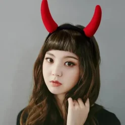 Ko Oxe Djävul Horn Plysch Hårband Tecknad Djur Cosplay Party Ha> Huvudbonader
