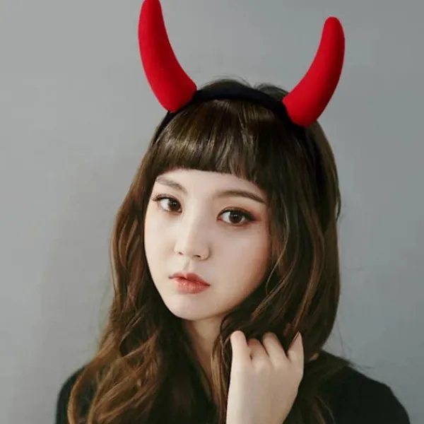 Ko Oxe Djävul Horn Plysch Hårband Tecknad Djur Cosplay Party Ha> Huvudbonader