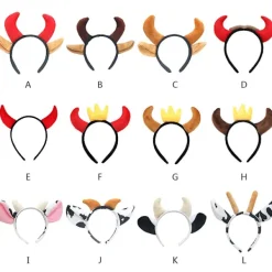 Ko Oxe Djävul Horn Plysch Hårband Tecknad Djur Cosplay Party Ha><noscript><img width=