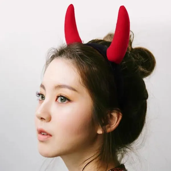 Ko Oxe Djävul Horn Plysch Hårband Tecknad Djur Cosplay Party Ha> Huvudbonader