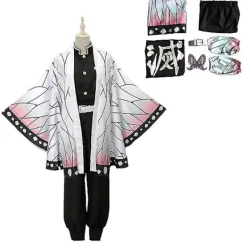 Kochou Shinobu Cosplay Demon Slayer Cosplay Kostym Anime Shinobu Haori Peruk Kimono Uniform Coat för H> Dräkter