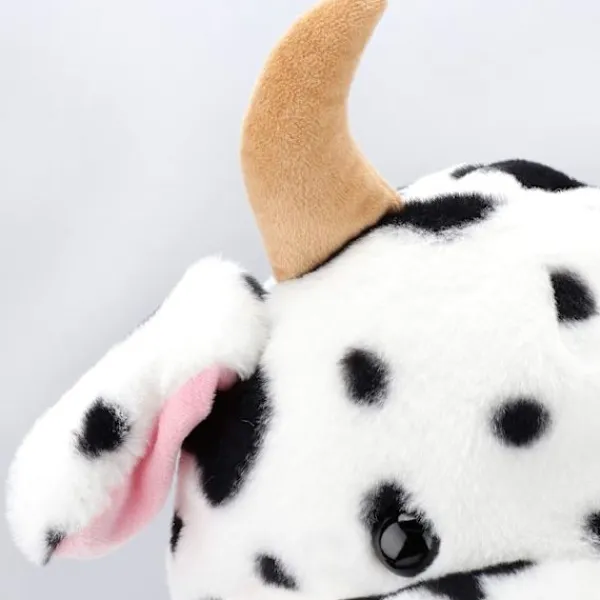 Kohatt med öron som rör sig, hoppar upp, dyker upp, slår hatt plysch lantgårdsdjur> Huvudbonader