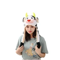 #Ko-huvudbonad med rörliga öron plysch huvudbonad#> Huvudbonader