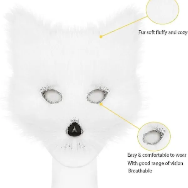 Konstgjord Pälsräv Svans Katt Varulv Cosplay Kostym Set Plysch Mask Fluffiga Tassar Handskar Halloween Jul> Dräkter