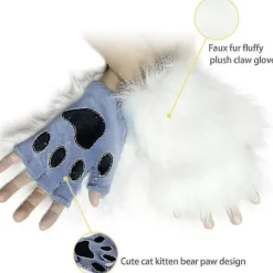 Konstgjord Pälsräv Svans Katt Varulv Cosplay Kostym Set Plysch Mask Fluffiga Tassar Handskar Halloween Jul><noscript><img width=