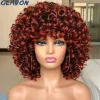 Kort Afro Lockig Peruk Naturlig Blond Peruk Med Lugg Cosplay Lolita Syntetiska Peruker För Kvinnor Värmebeständig Fiber Highlight（14 tum，T1B-350R）> Peruker
