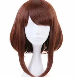 Kort brun bob peruk med lugg Cosplay Anime Makeup för min han> Peruker