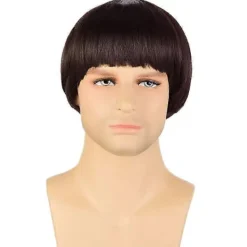Kort Svamphår Peruk för Män - Syntetisk 60-tals Sida Peruk för Anime> Peruker