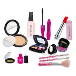 Kosmetisk lekset Med Läppstift Nagelfärg Ögonskuggor Och Smink Borstar><noscript><img width=