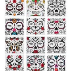 Kostymklistermärke för Día de los Muertos 12 st Tillfällig 16X15cm Blandade färger> Smink