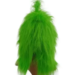Kostymmask med grön päls för julcosplayfest, latexrekvisita, grön monstermask, söta gröna rekvisita för trädgårds- och uteplatsparty, grön><noscript><img width=