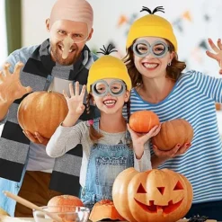 Vett Kostymtillbehör Flintskallig Hatt Set Svart Grå Randig Halsduk Falsk Näsa Flintskalliga Mössor Halloween Kostymtillbehör Kompatibla med Man Svart><noscript><img width=