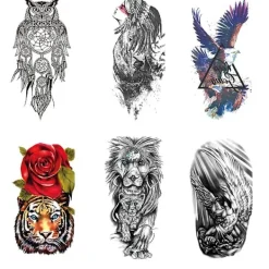 Kotbs 6 Sheets Full Arm Temporary Tattoo, Waterproof Extra Large Temporary Tattoos For Women Men Adults Black Skull Rose Body Art Tattoo Sticker Fake | Fyndiq> Smink