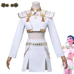 K-Pop Demon Hunter Cosplay Kostym | Zoe Vit Outfit Komplett Set*Zoe Peruk*En storlek One size> Peruker