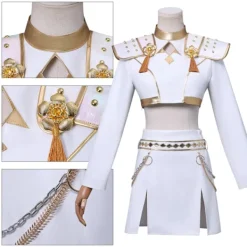 K-Pop Demon Hunter Cosplay Kostym | Zoe Vit Outfit Komplett Set*Zoe Peruk*En storlek One size><noscript><img width=