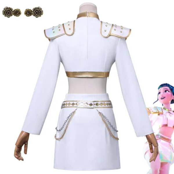 K-Pop Demon Hunter Cosplay Kostym | Zoe Vit Outfit Komplett Set*Zoe Peruk*En storlek One size> Peruker