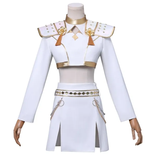 K-Pop Demon Hunter Cosplay Kostym | Zoe Vit Outfit Komplett Set*Zoe Peruk*En storlek One size> Peruker