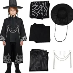 Kpop Demon Hunter Cosplay Kostym för Pojkar, Kpop Hunters Skurk Saja Jinu Outfit med Kappa, Demon, Saja, Halloween 50cm> Dräkter