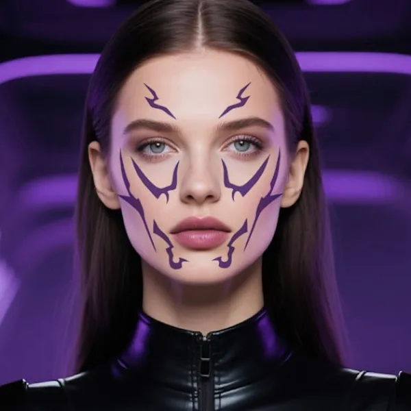 Kpop Demon Hunter Girl Group Tatuering Klistermärke Cosplay Blixt Demon Hunter Smink Ansikts Klistermärke Roll> Smink