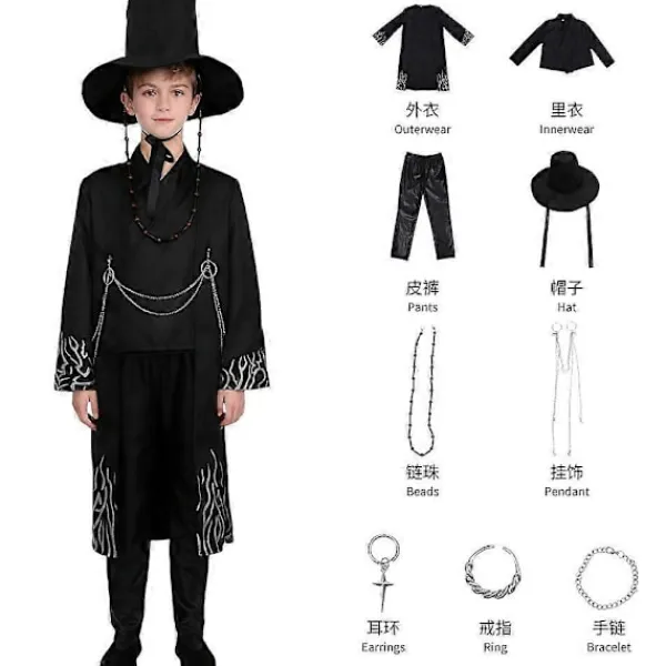 Kpop Demon Hunters Cosply Kostym - Jinu Idol Outfit med Peruk och Htt, Bokveck Mskerd, nime Rollspelsdräkt Kid 130> Dräkter